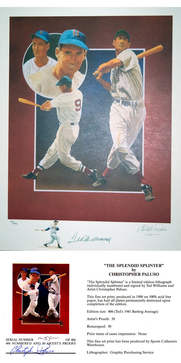 Image: Ted Williams "Splendid Splinter" Fine Lithograph