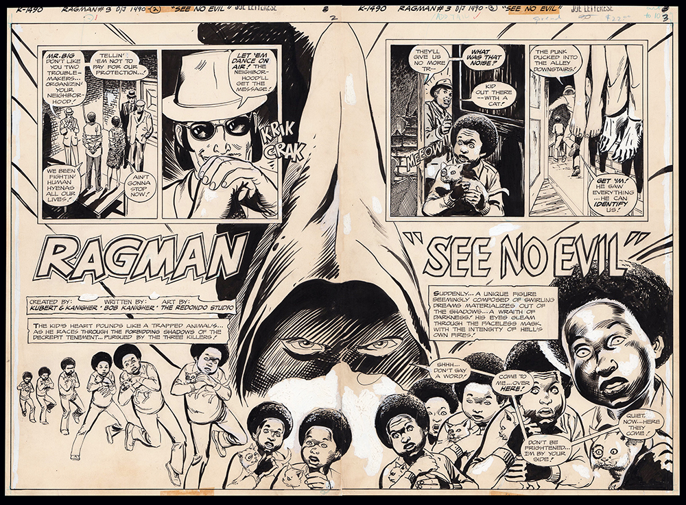 Image: Ragman #3 Double page spread art by Joe Kubert