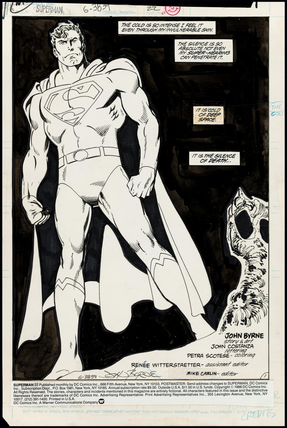 Image: Superman #22 Title splash art by John Byrne