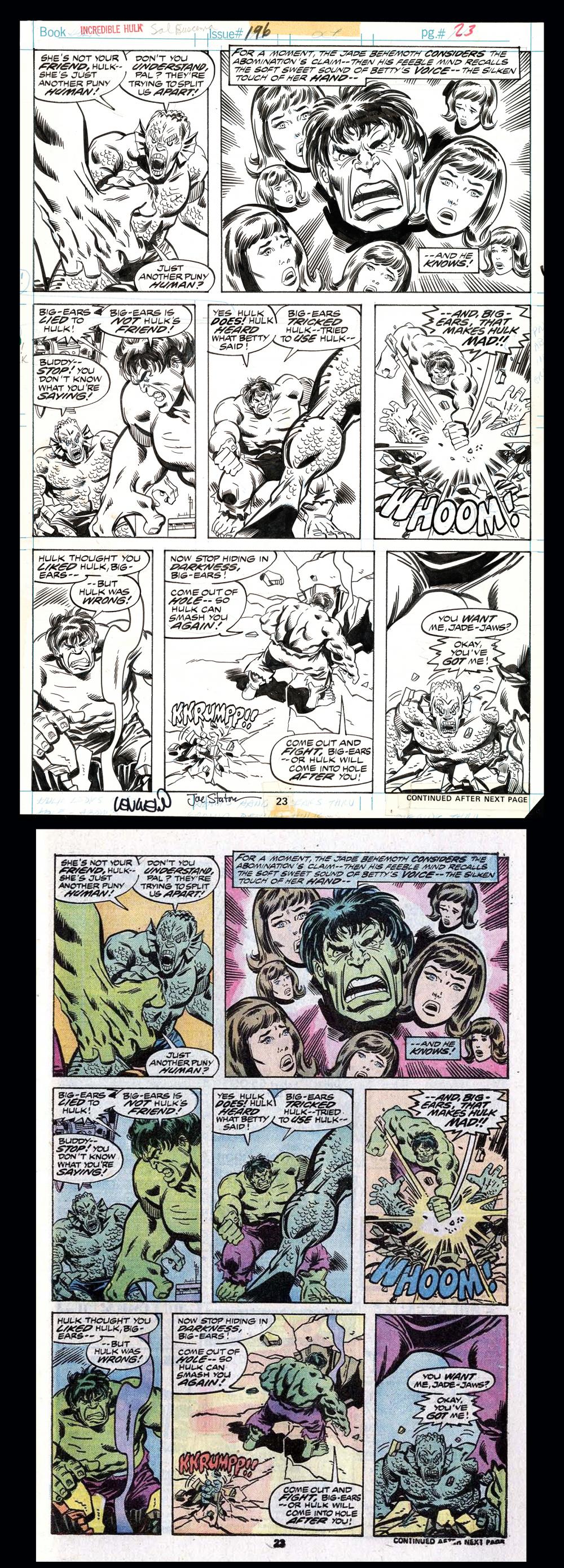 Image: Incredible Hulk #196 Original art by Sal Buscema