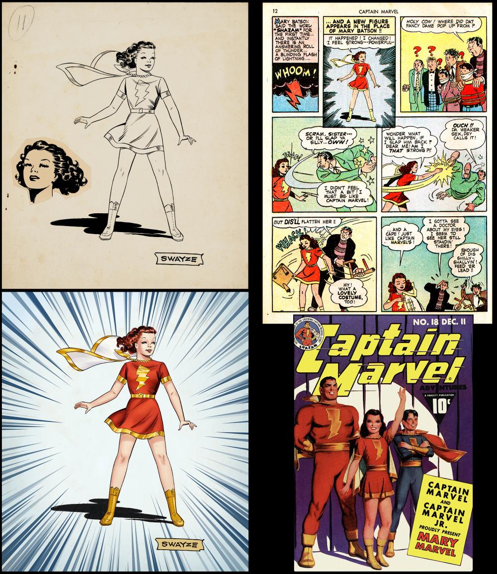 Image: Captain Marvel Adventures #18 art by Marc Swayze - First Mary Marvel