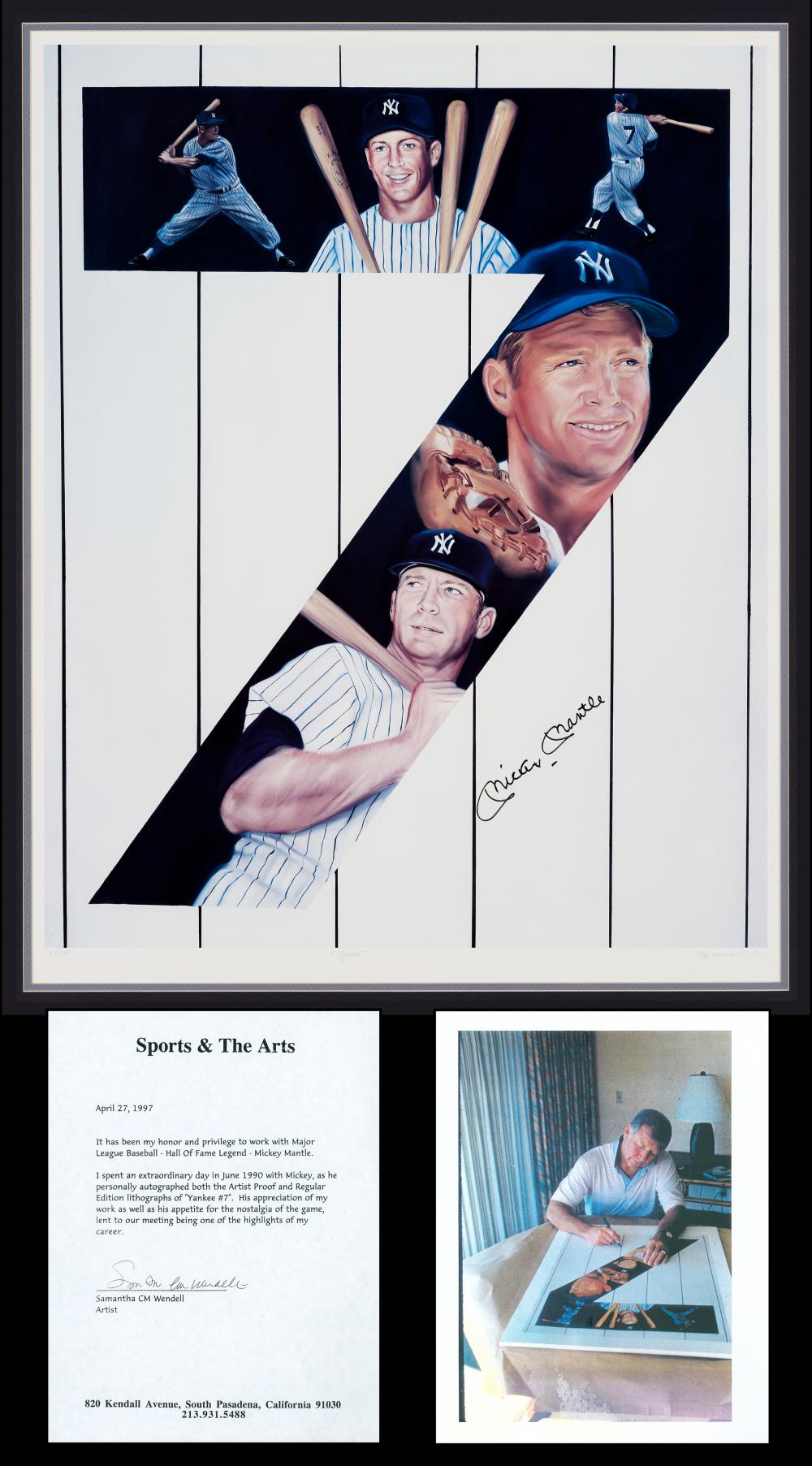 Image: Mickey Mantle Yankee #7 Signed LE Lithograph