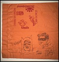 Batman and Robinhead shot art by Bob Kane