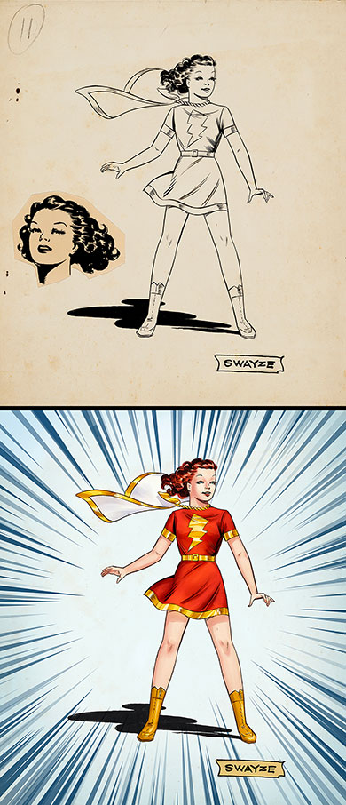 Image: Captain Marvel Adventures #18 art by Marc Swayze - First Mary Marvel